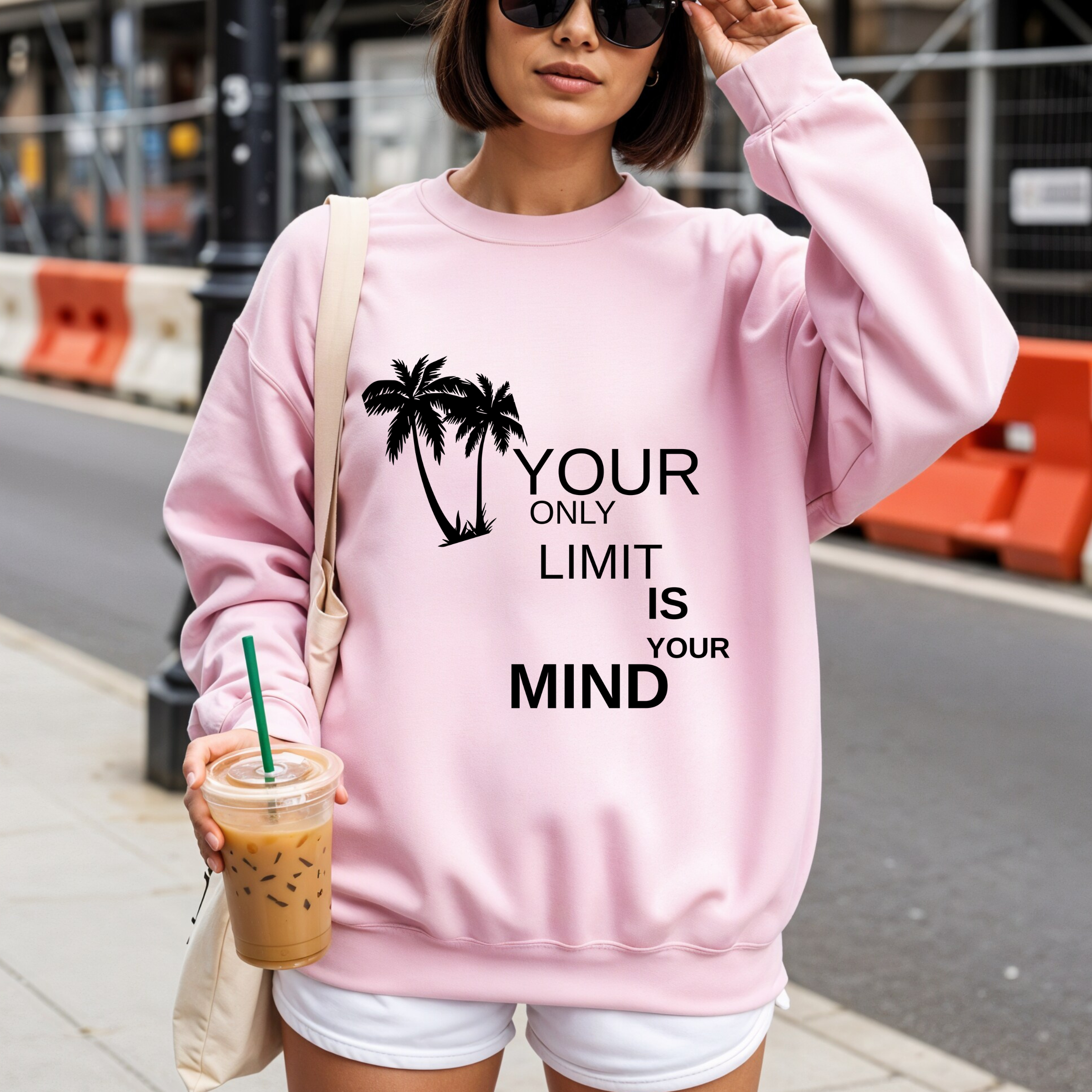 Motivational Palm Sweatshirt — "Your Only Limit Is Your Mind" Crewneck