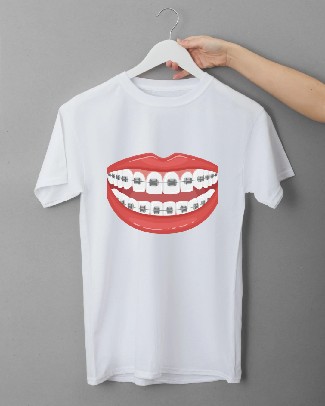 Braces Smile T‑Shirt — Fun Lips with Braces Graphic Tee