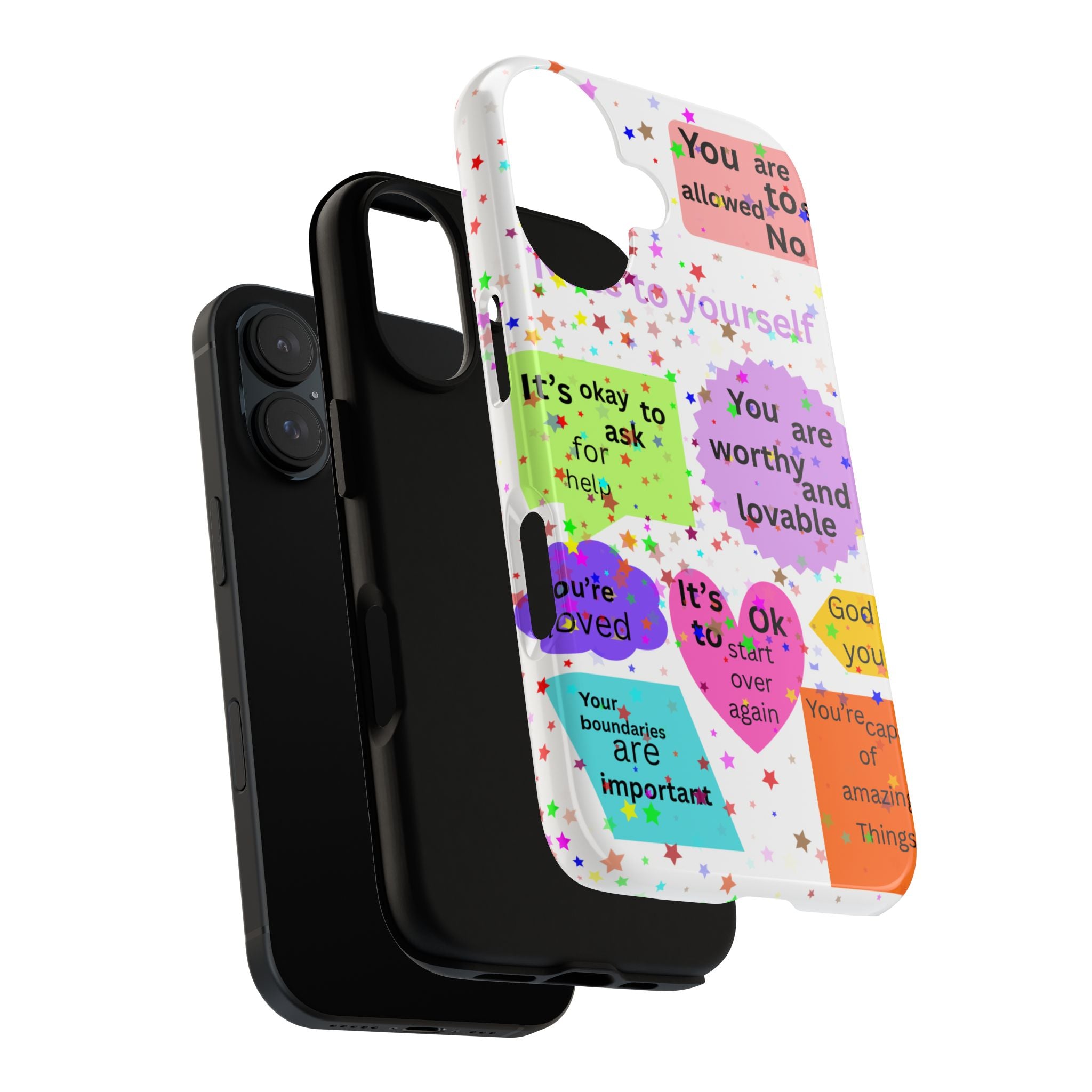 Phone Case — Positive Affirmations Design: 'You Are Worthy and Lovable' Protective Cover